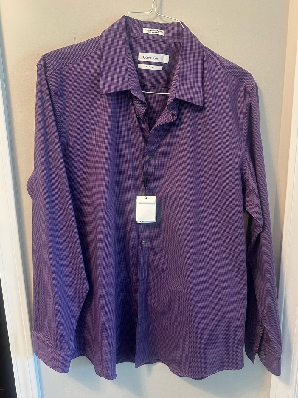 Calvin Klein Men's Purple Button-Front Dress Shirt